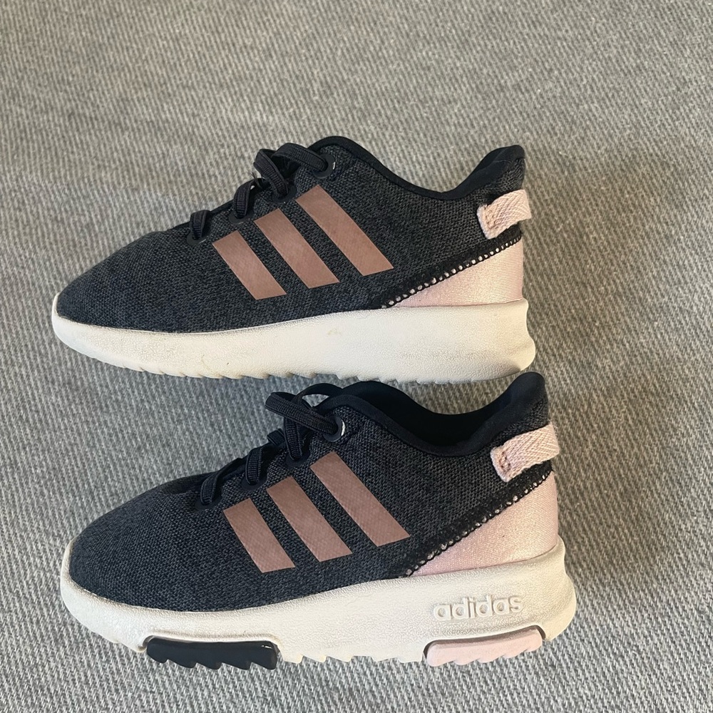 Toddler Girls Adidas Sneakers Size 7 Dark Blue And Pink Shoes 7C Slip On